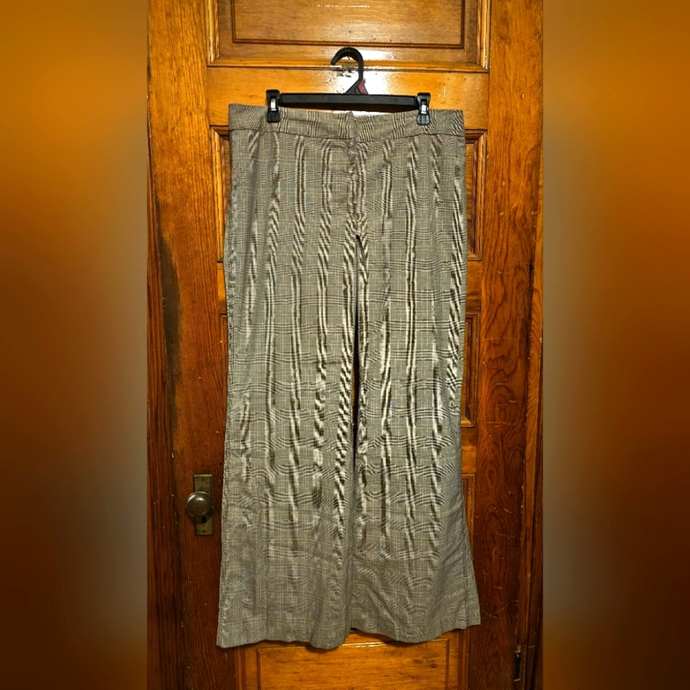 Brown Plaid Wide-Leg Pants 12
